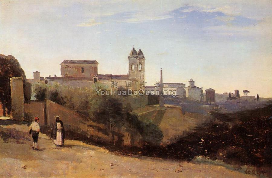 Rome, Monte Pinco, the Trinita dei Monte, View from the Garden of the Academie de France - 让·巴蒂斯特·卡米耶·柯罗